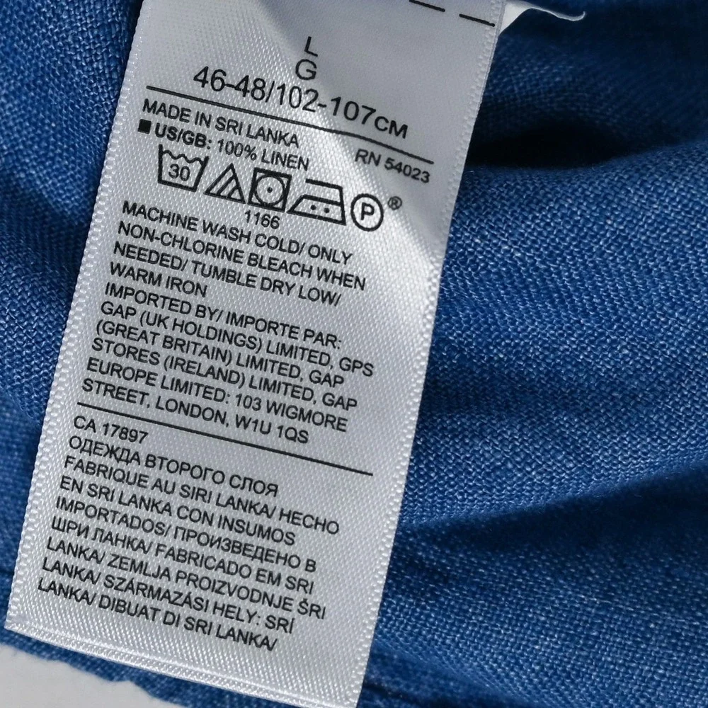 Banana Republic 100% Linen Slim Fit Button Front Shirt Men's Large Blue